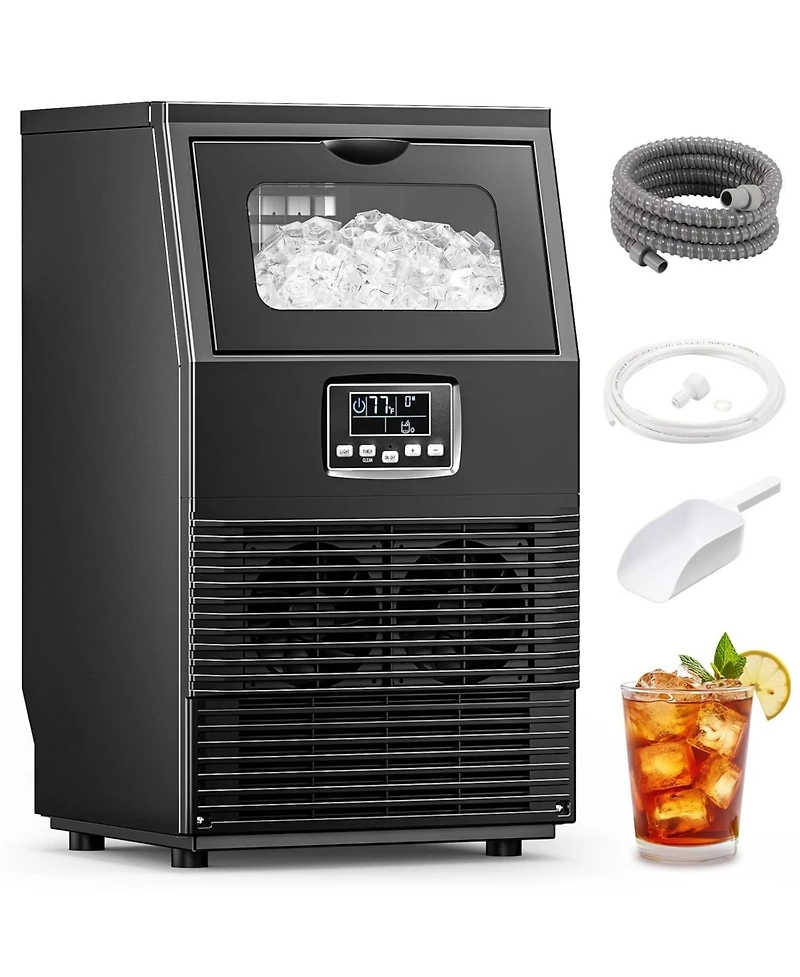 Cowsar Commercial Ice Maker Machine,66Lbs/24H Stainless Steel Undercounter Ice Maker with 8Lbs Storage Capacity,Self-Cleaning Freestanding Ice Machine