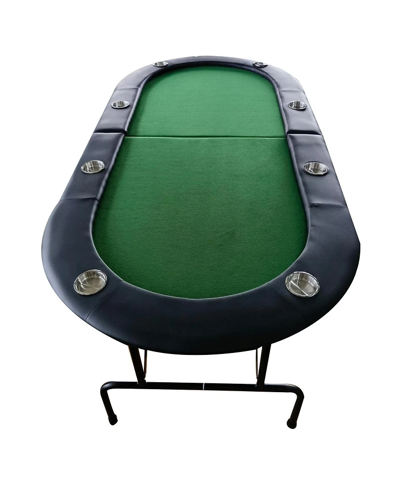 Rbied 73" Oval Wood Foldable Poker Table for 8 Players with Faux Leather Padded Rails and Cup Holders Living Room or Game Nights