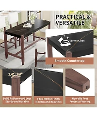 5-Piece Counter Height Dining Set, Faux Marble Table and 4 Upholstered Chairs for Small Spaces or Room-Maison Boucle