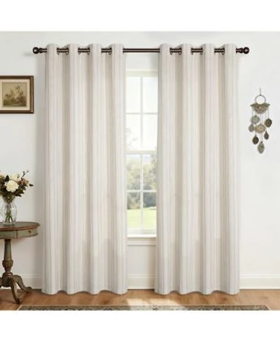 Awesome Home Linen Blend Geometric Striped Light Filtering Curtains Pair 52 X22wx
