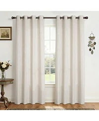 Awesome Home Linen Blend Geometric Striped Light Filtering Curtains Pair 52 X22wx