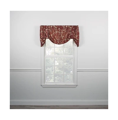 Ellis Curtain Meadow High Quality Room Darkening Solid Natural Color Lined Tie-Up Window Valance - 50 x22", Cardinal