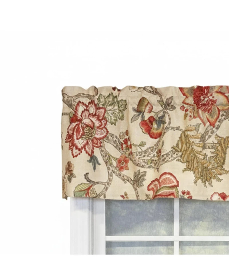 Rlf Home 100% Cotton High Quality Ceci Tailored Window Valance with 1.5" Rod Pocket 50" W X 12" L Red