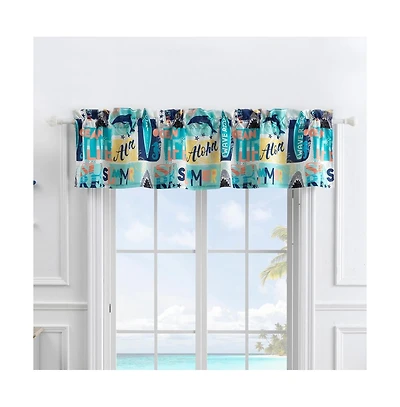 Greenland Home Fashion Wave Rider Rod Pocket Darcy Window Curtain Valance - Blue 84x16"