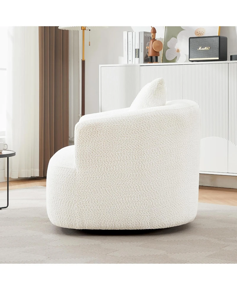 Streamdale Furniture 360° Swivel Accent Chair Sofa with Throw Pillow, Light Gray