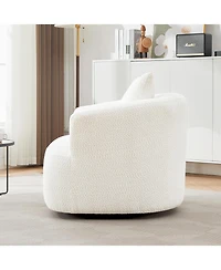 Streamdale Furniture 360° Swivel Accent Chair Sofa with Throw Pillow, Light Gray