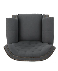 Streamdale Charcoal Push Back Recliner with Rolled Arms