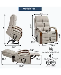 Streamdale Power Beige Chenille Lift Recliner w/ Heat & Massage