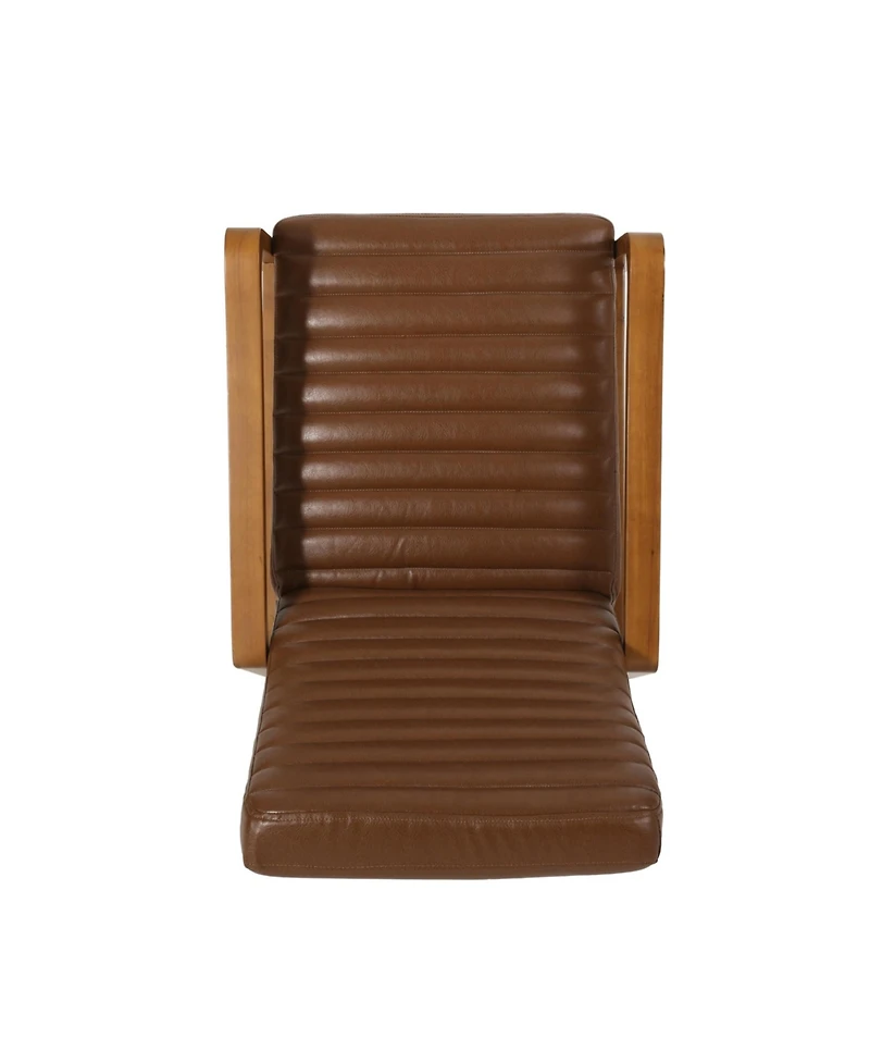 Streamdale Furniture Streamdale Faux Leather Wood Hand Manual Club Recliner