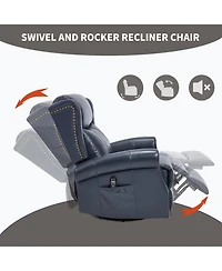 Streamdale Blue Leather Heat Massage Rocker Recliner