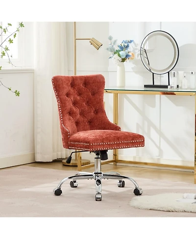 Streamdale Furniture Modern Chenille Tufted Office Chair with Chrome Base