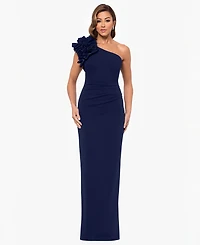 Xscape Women's One-Shoulder Ruffle Ball Gown