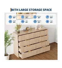 gaomon 8 Drawer Fluted Dresser for Bedroom, 55" Wide Modern Chest of Drawers with Metal Handle, Wood Tv Stand, Large