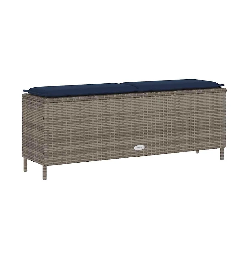 vidaXL Patio Bench with Cushion Gray 43.3"x11.8"x15.9" Poly Rattan