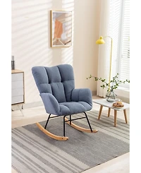 Streamdale Teddy Fabric Rocking Gilder Nursery Chair For Living Room Indoor,Light Blue