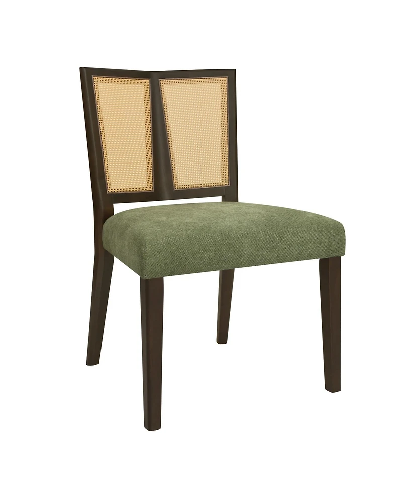 Streamdale Rattan Dining Chair Without Arm(dark brown+green) Set of 2
