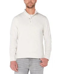 Liverpool Los Angeles Men's Mock-Neck Button Placket Pull-On Sweatshirt