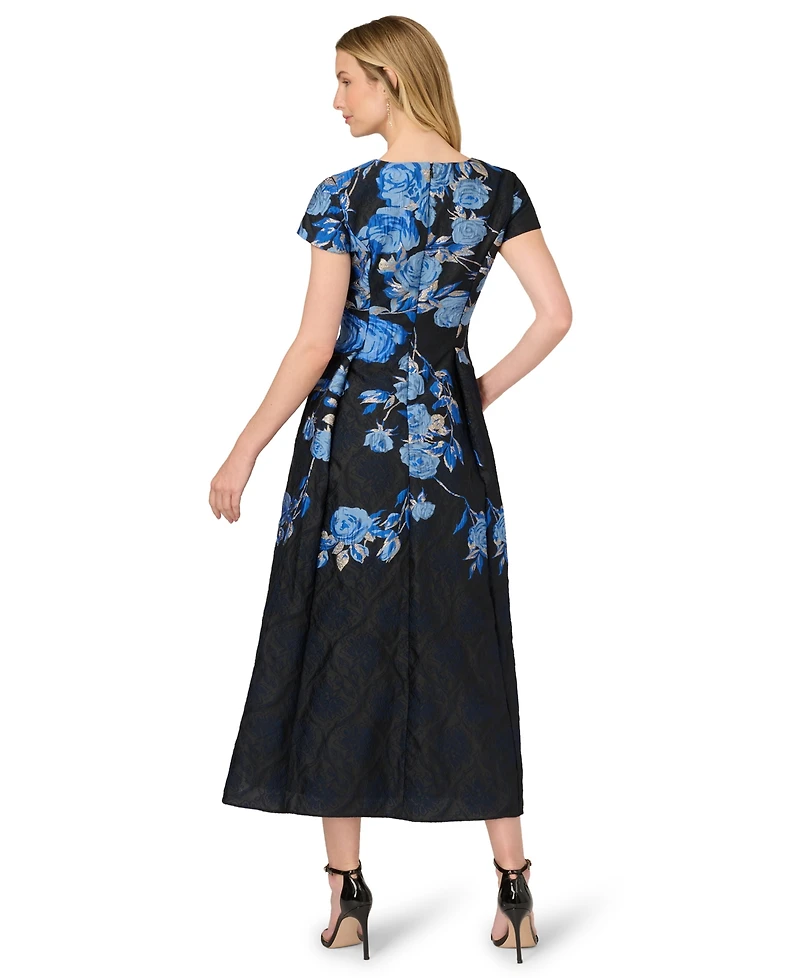 Adrianna Papell Women's Jacquard Tie-Front Ball Gown