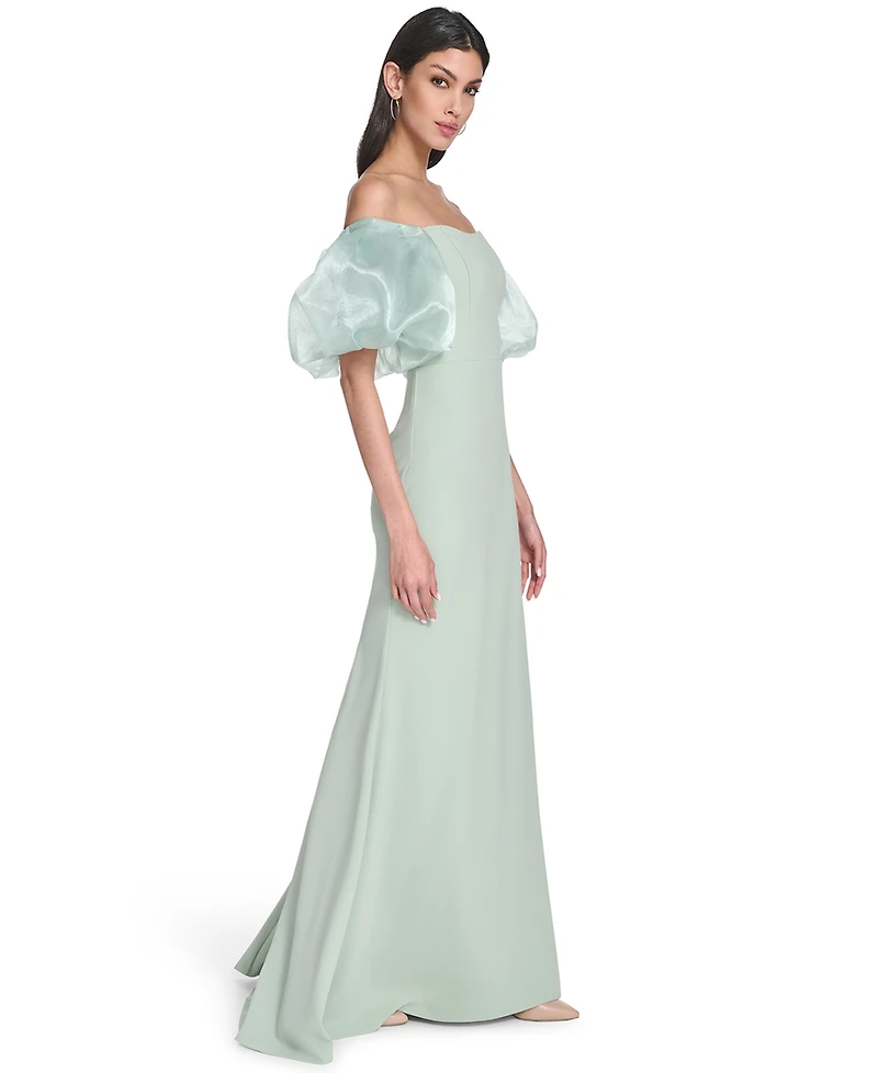 Eliza J Women's Off-The-Shoulder Organza Puff-Sleeve Gown
