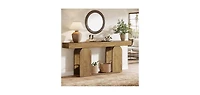 Tribesigns Farmhouse Wood Console Table, 70.9-Inch Entryway Accent Table with U-Shaped Base, 2-Tier Extra Long Sofa