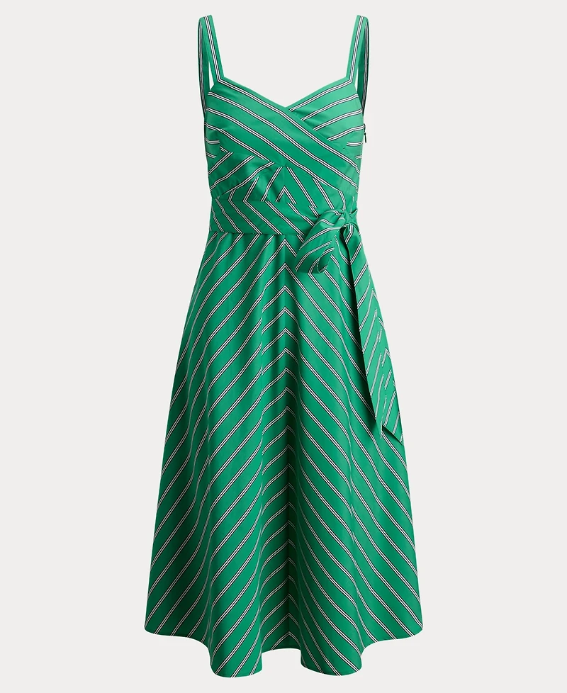 Lauren Ralph Women's Striped Belted Sleeveless Dress