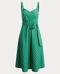 Lauren Ralph Women's Striped Belted Sleeveless Dress