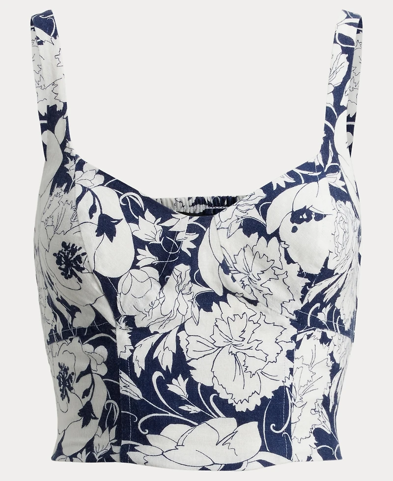 Lauren Ralph Women's Floral Cropped Bustier Top