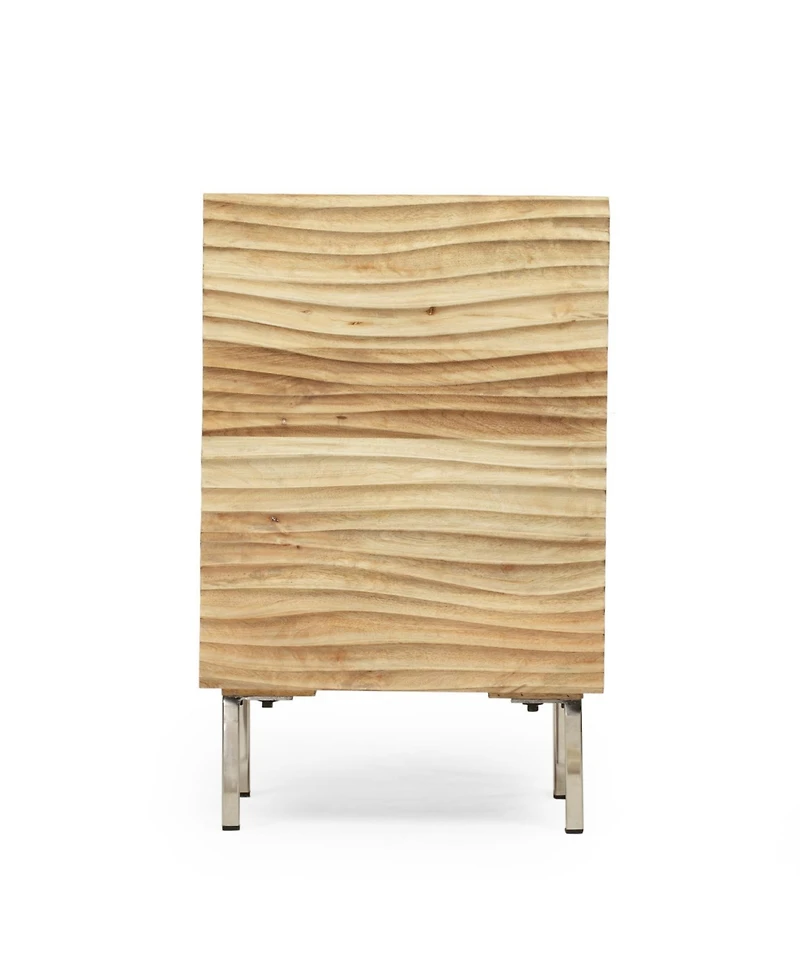 Streamdale Furniture Streamdale Mango Wood Nightstand with Wavy Door
