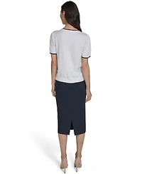 Tommy Hilfiger Women's Short-Sleeve Tipped Sweater