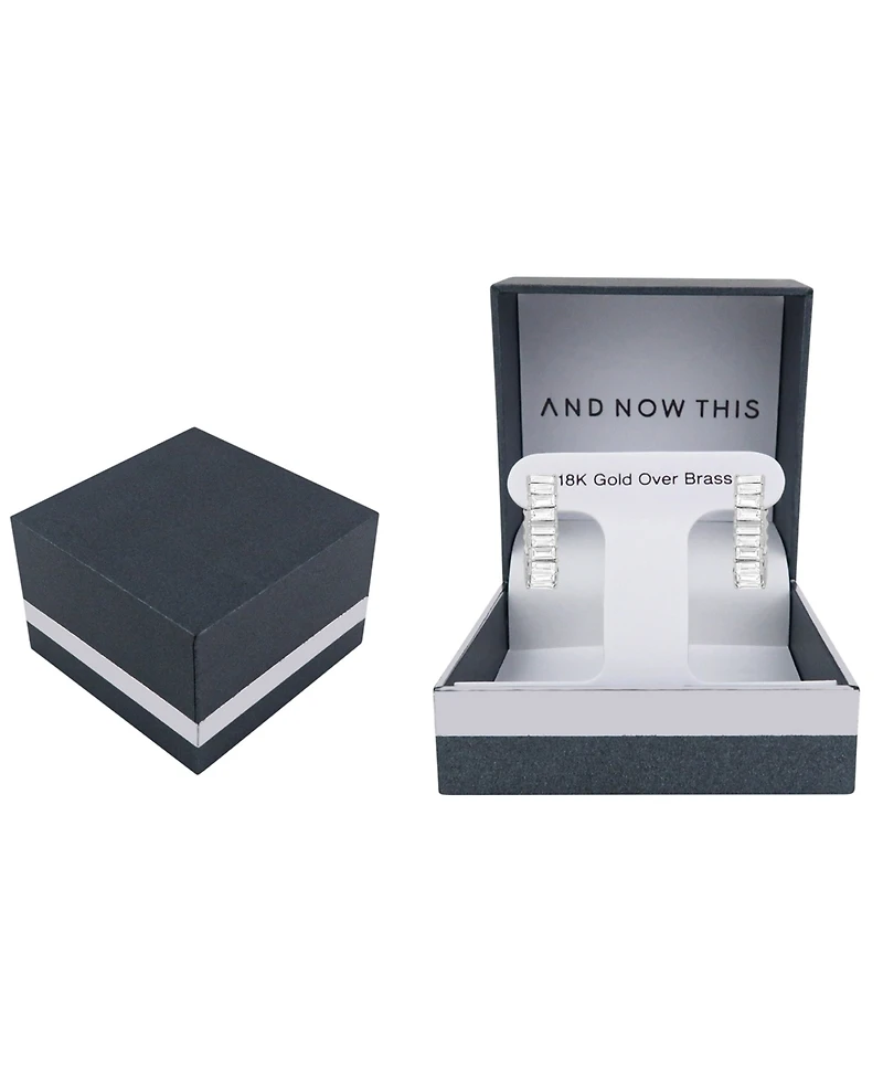 And Now This Crystal Silver Plated Brass Heart Hoop Earrings, Macy's Exclusive