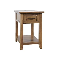 Jofran Claremont Transitional Rustic Wood Usb Charging End Table with Storage