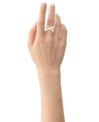 and Now This Two-Tone Silver-Plated 18k Gold-Plated Brass X Ring, Macy's Exclusive