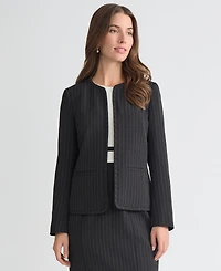 Kasper Women's Pinstripe Collarless Open-Front Jacket, Regular & Petite