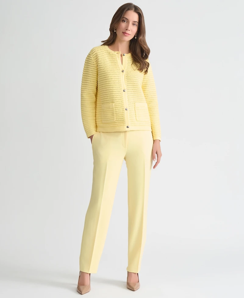 Kasper Women's Textured-Stitch Button-Front Cardigan, Regular & Petite