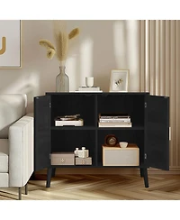 Streamdale Furniture Streamdale Accent Storage Cabinet with 2 Doors, 4 Compartments (Black