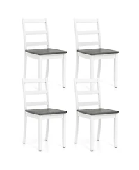 Gymax Set of Dining Chairs Ladder Back Armless Side Chair w/ Solid Rubber Wood Legs