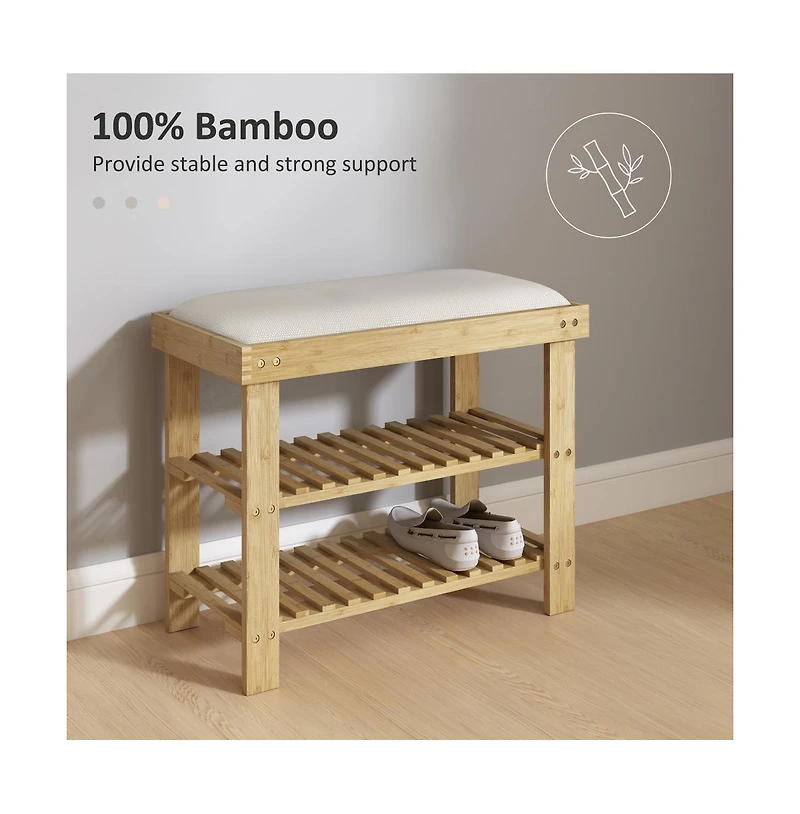 Slickblue Wooden Frame Shoe Organizer with Two Shelves