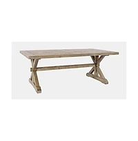 Jofran Carlyle Crossing Modern Rustic Distressed Solid Wood Coffee Table with Trestle