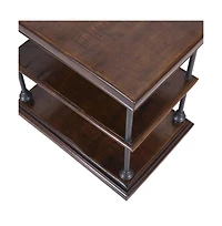 Jofran Larson Modern Industrial Solid Wood Chairside End Table with Storage