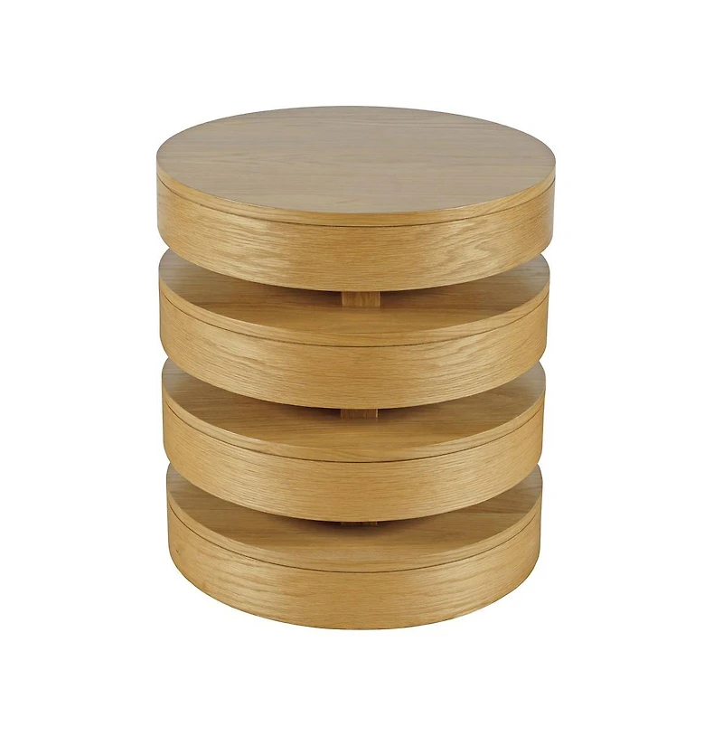 Jofran Brix Mid-Century Modern Floating Sculpture Layered Round End Table