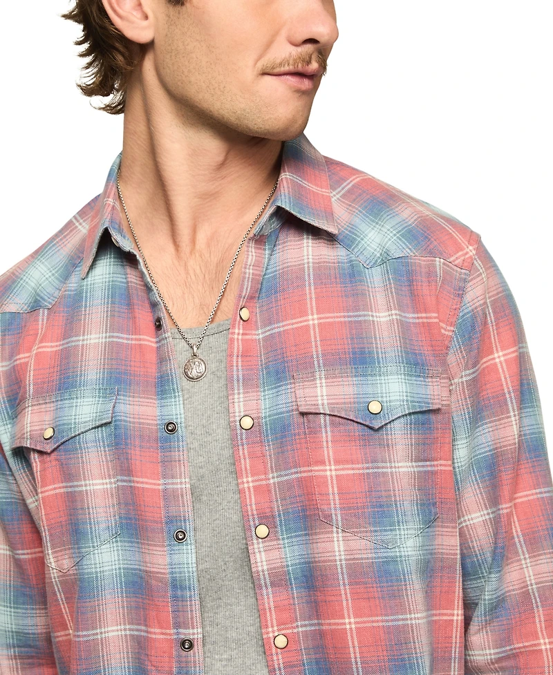 Lucky Brand's Men's Plaid Long-Sleeve Western Shirt