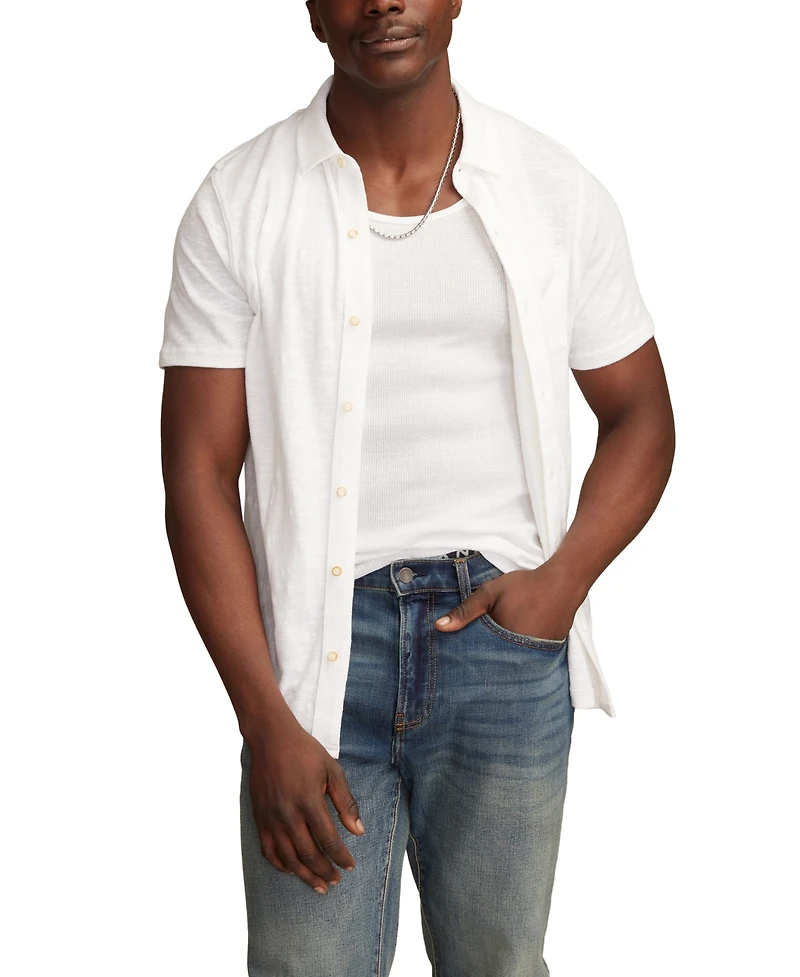 Lucky Brand Men's Short-Sleeve Linen Knit Shirt