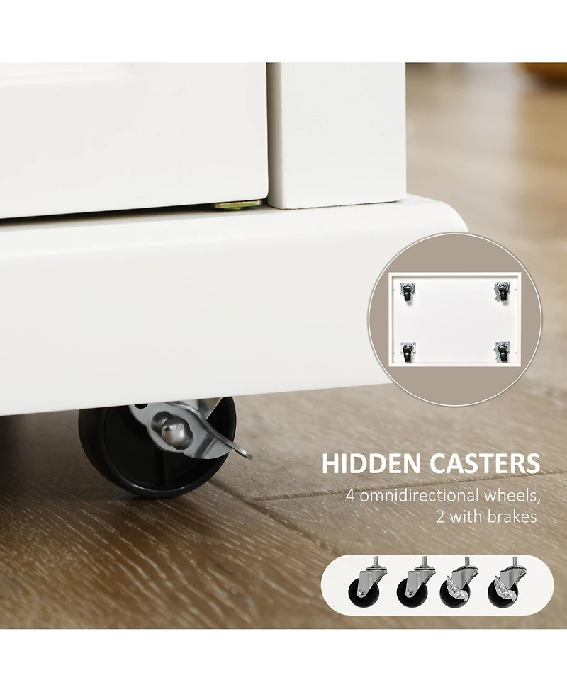 Homcom 36" Mobile Kitchen Island Serving Cart w/ Cabinet & 2 Towel Racks