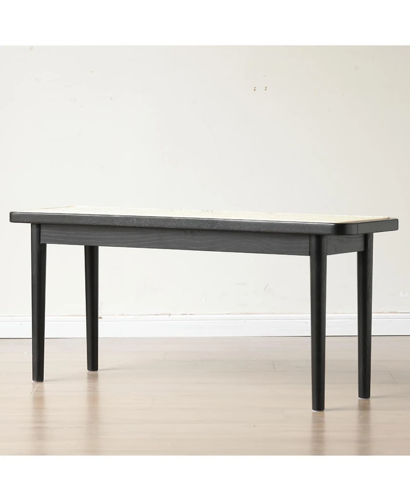 Streamdale Furniture Modern Oak Wood Dining with Rattan Detail Bench