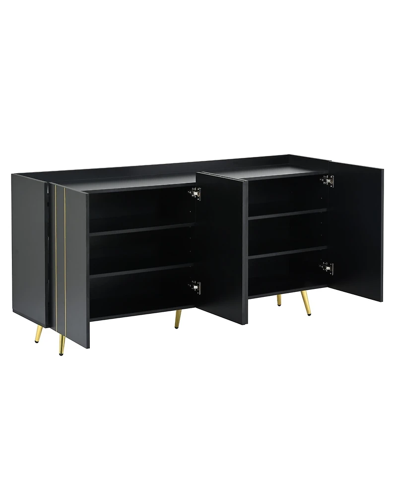 Streamdale Furniture Modern Luxe Shoe & Tv Cabinet with Gold Doors