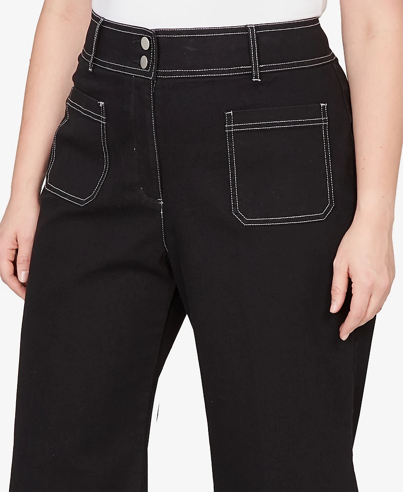 Ruby Rd. Plus Scallop Hem Contrast Stitch Ankle Jeans