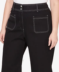Ruby Rd. Plus Scallop Hem Contrast Stitch Ankle Jeans