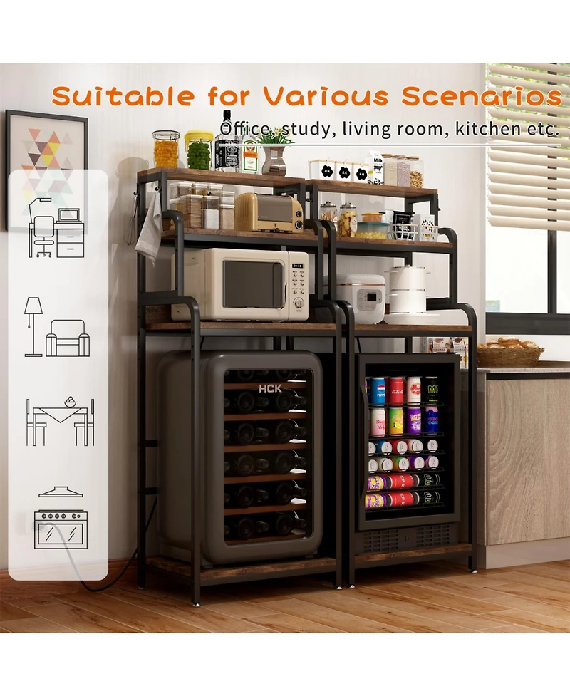 Streamdale Furniture Vintage 4-Tier Mini Fridge Stand with Storage