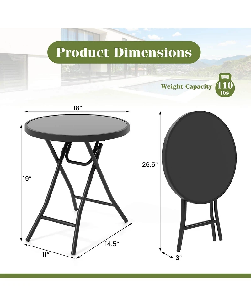 Costway 18" Folding Side Table Round Compact Coffee