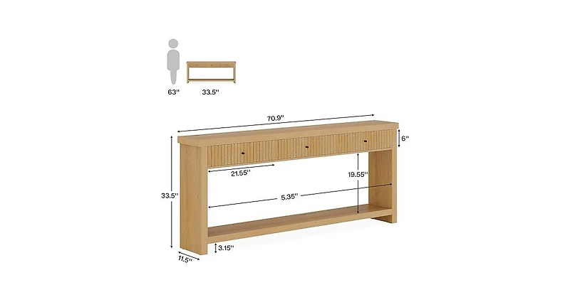 Tribesigns 70.9 inch Console Table with 3 Drawers, Extra Long Entryway Table